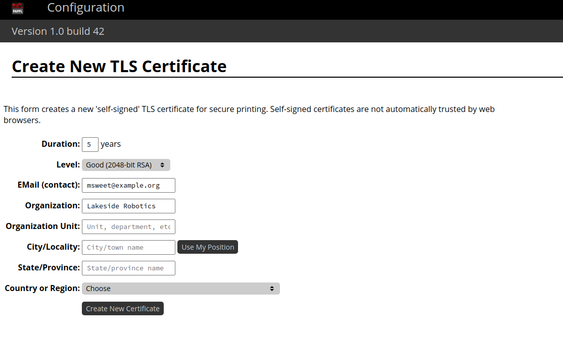 Create New TLS Certificate