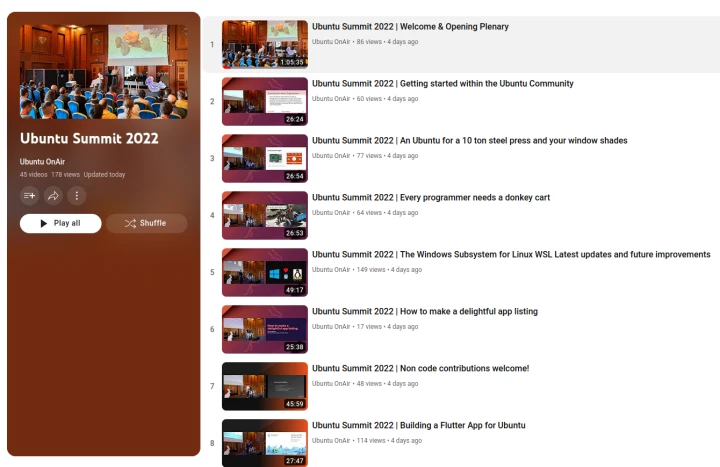 Ubuntu Summit Recordings on YouTube