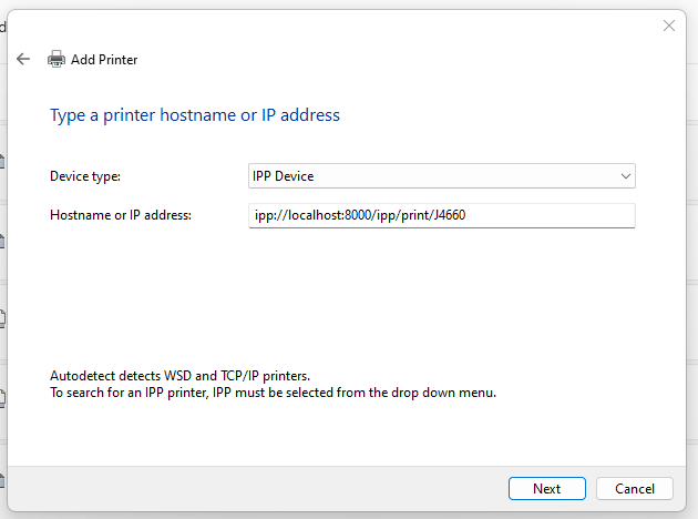 Add IPP printer